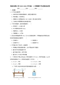 海南省海口市2023-2024学年高一上学期期中考试物理试卷（含解析）