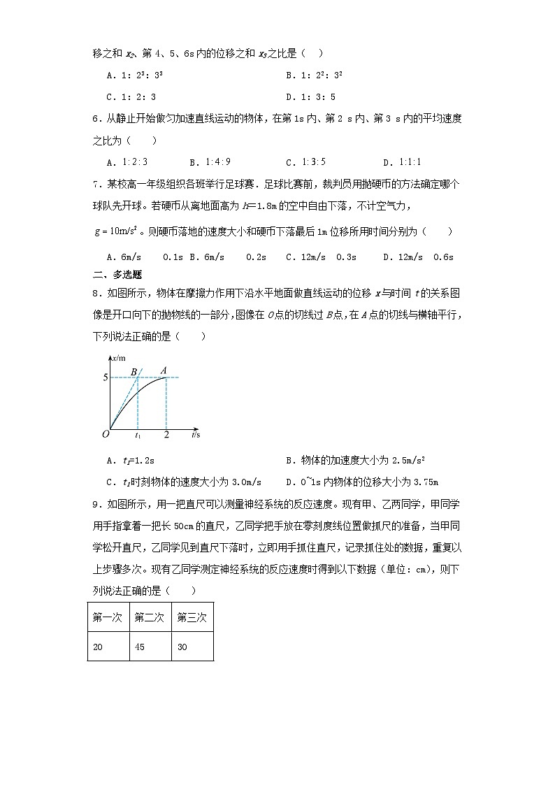 河北省石家庄市2023-2024学年高一上学期期中考试物理试卷（含解析）02