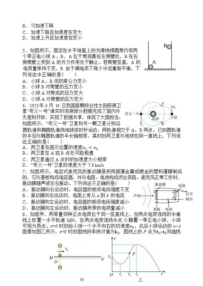 2023-2024学年重庆市渝北区高三上学期11月月考质量监测 物理试题（含解析）第2页