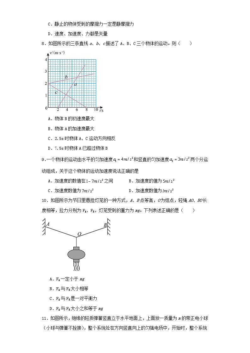 浙江省宁波市2023-2024学年高一上学期期末考试物理试卷（含解析）03