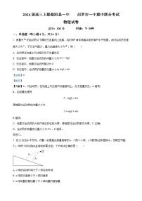 湖南省岳阳县第一中学、汨罗市第一中学2023-2024学年高三上学期11月期中联考物理试题（Word版附解析）