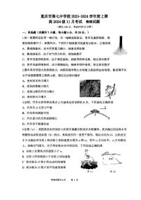 重庆市第七中学校2023-2024学年高三上学期11月月考物理试题（无答案）