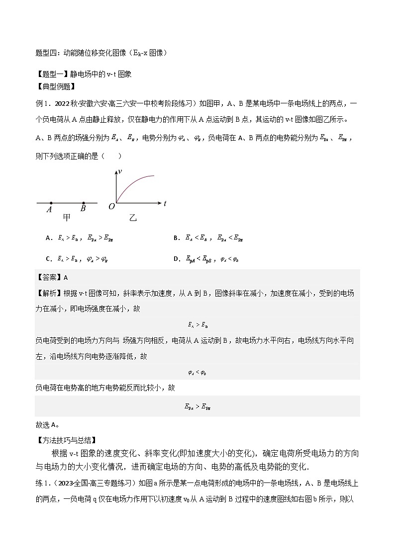 2024届高考物理一轮复习——8.3静电场中的图象问题讲义02