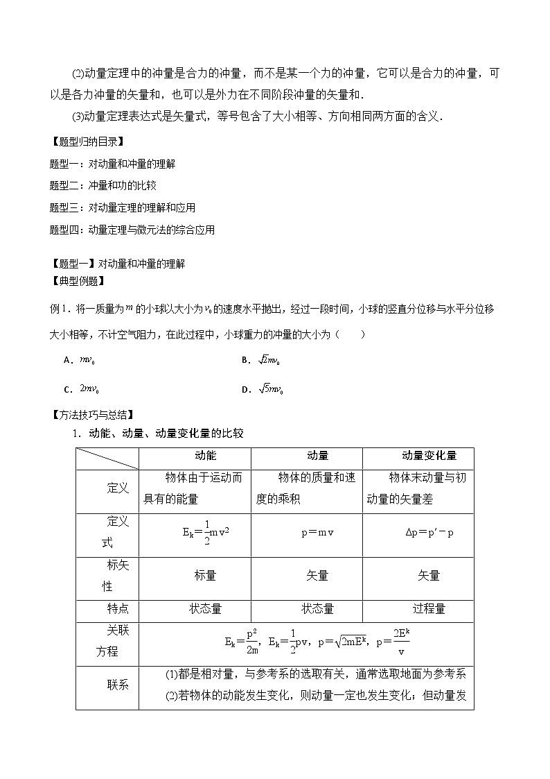 2024届高考物理一轮复习——6.1动量、冲量、动量定理讲义02