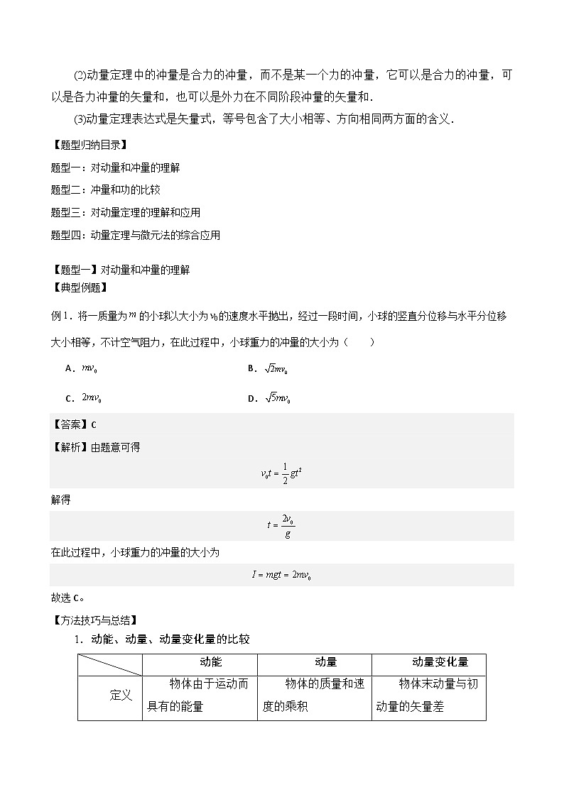 2024届高考物理一轮复习——6.1动量、冲量、动量定理讲义02