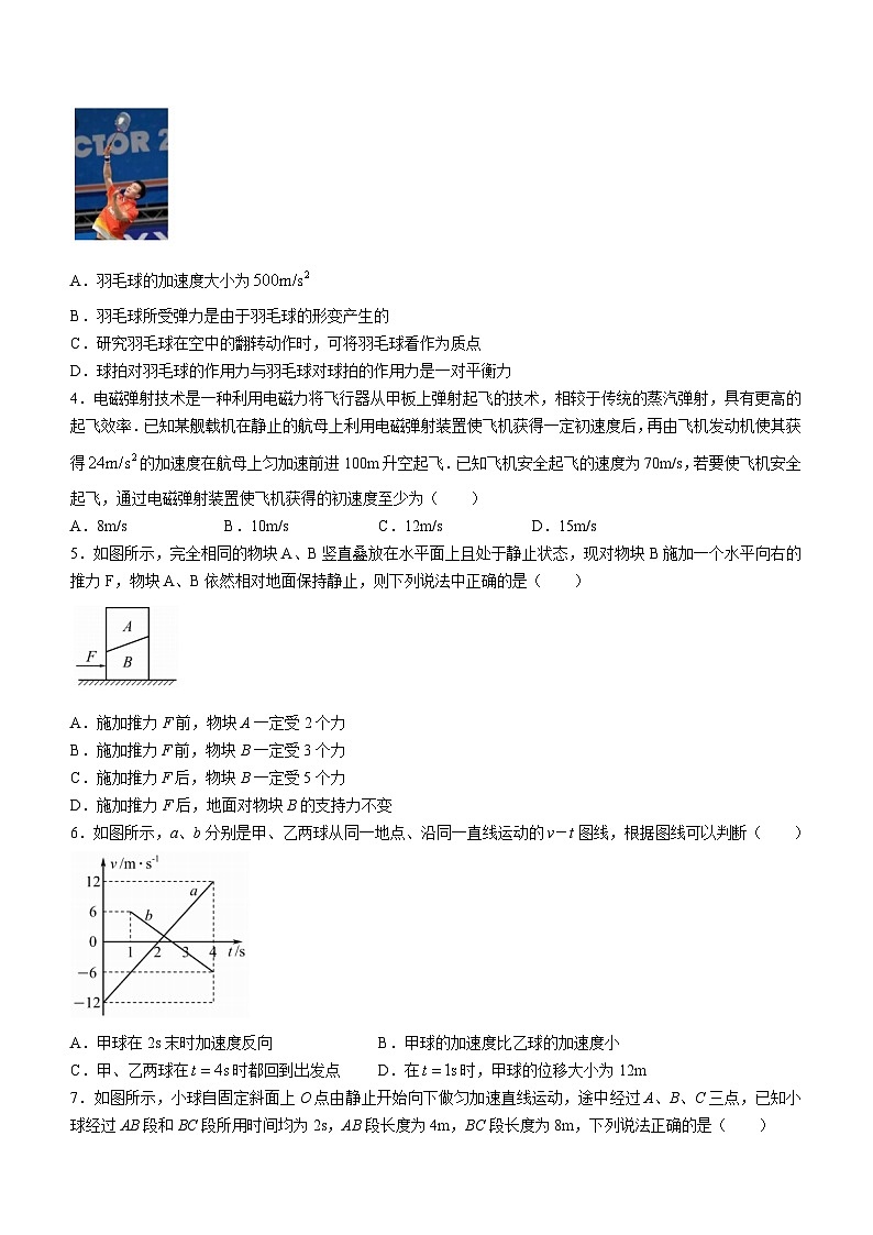 湖北省黄冈市部分普通高中2023-2024学年高一上学期期中考试物理试题第2页