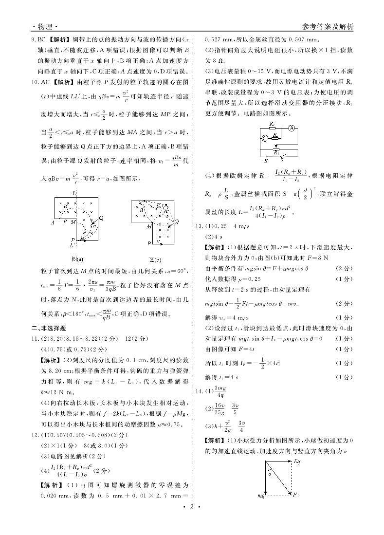 物理2023年辽宁高三12月联考答案第2页