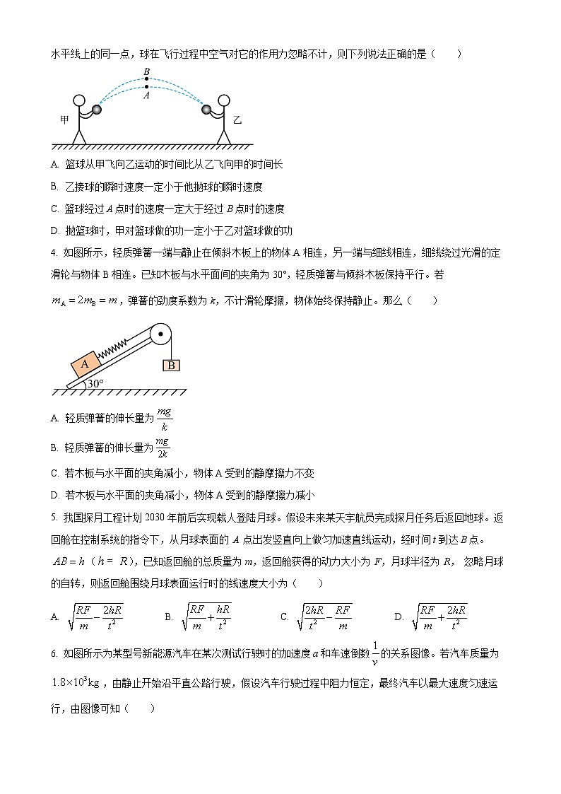 2024届安徽省阜阳市等部分地区高三上学期11月联考试题 物理 Word版第2页