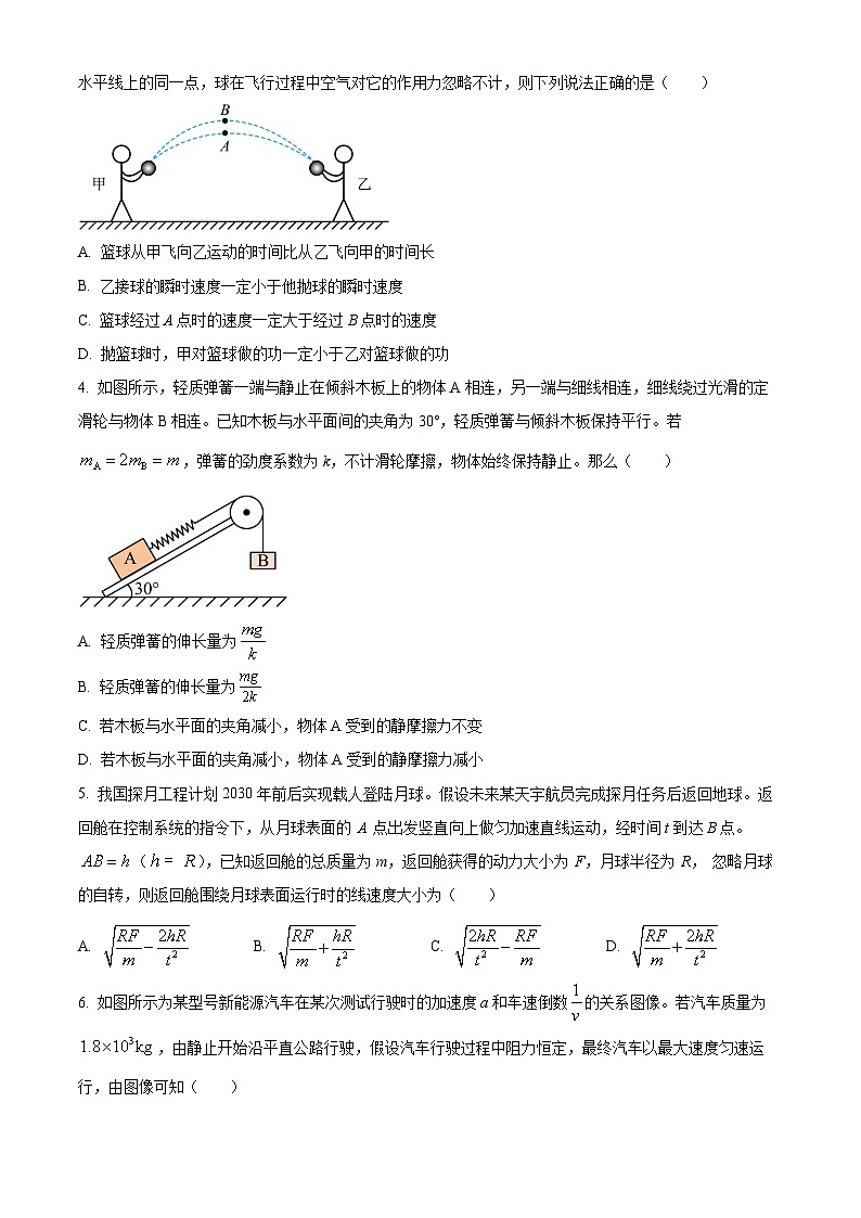 2023-2024学年安徽省部分地区高三上学期11月联考 物理试题（含答案）第2页