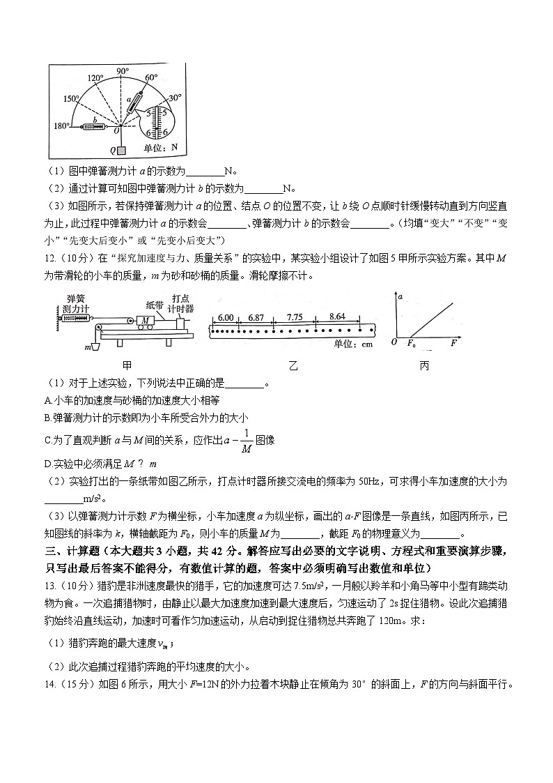 云南省昆明市云南师范大学附属中学2023-2024学年高一上学期教学测评月考物理试卷（三）03