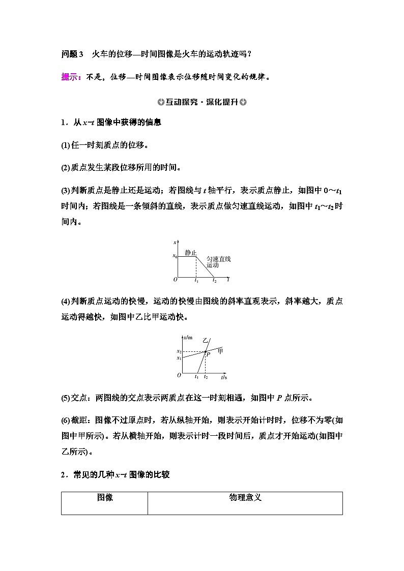 人教版高中物理必修第一册第1章第2节第2课时位移—时间图像位移和时间的测量学案第2页