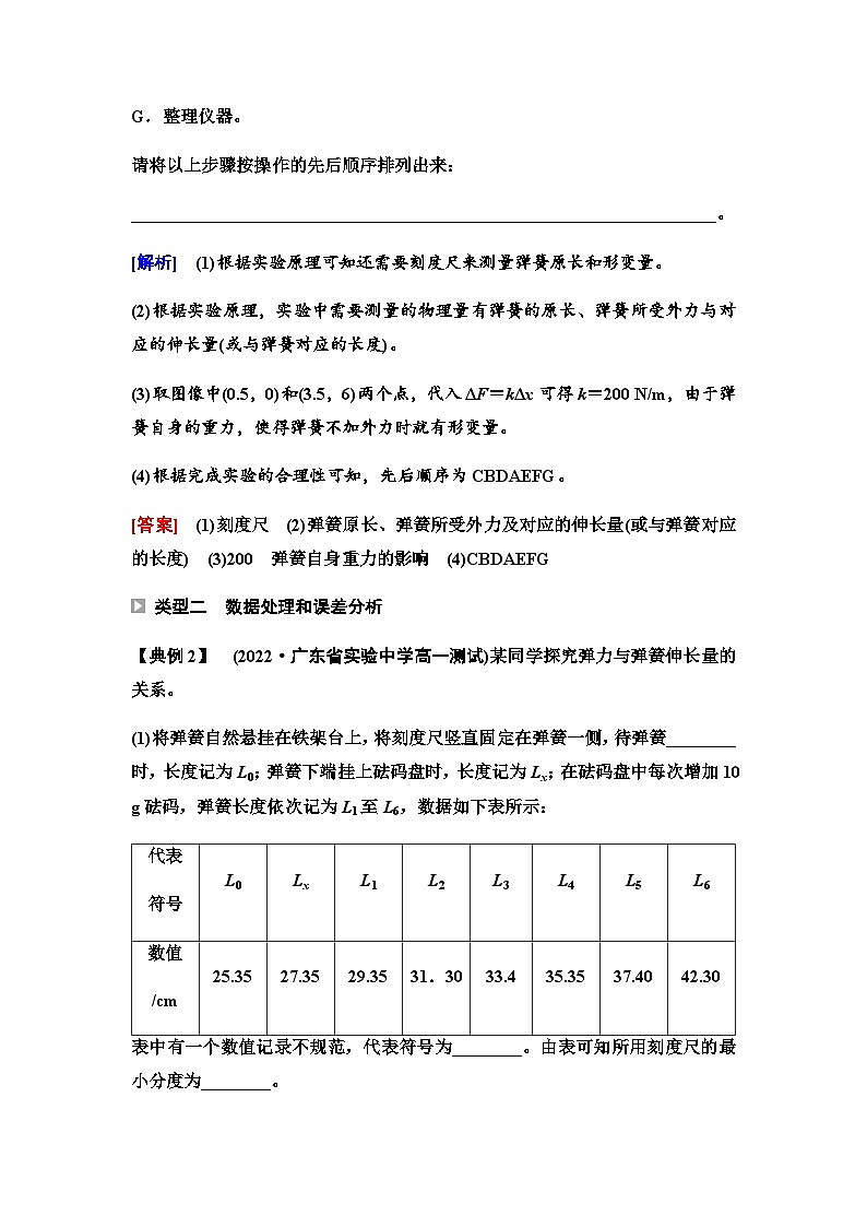 人教版高中物理必修第一册第3章第1节第2课时实验：探究弹簧弹力与形变量的关系学案03