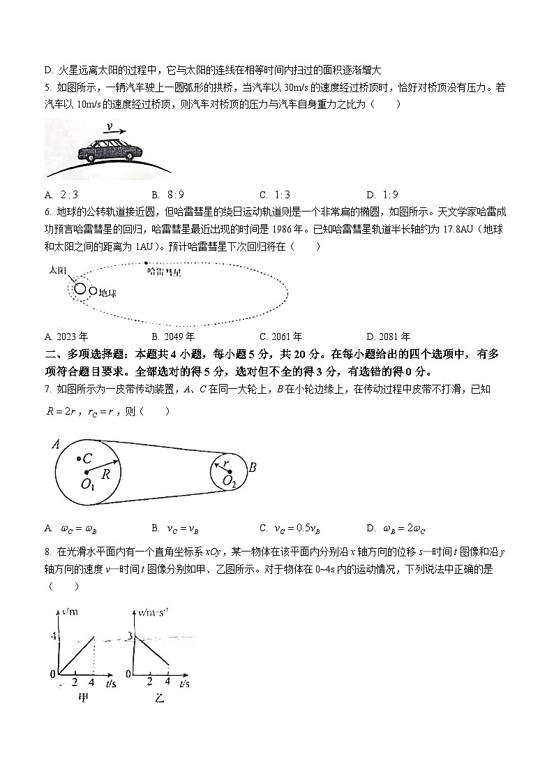 安徽省合肥市百花中学等六校2022-2023学年高一下学期4月期中考试物理试题02