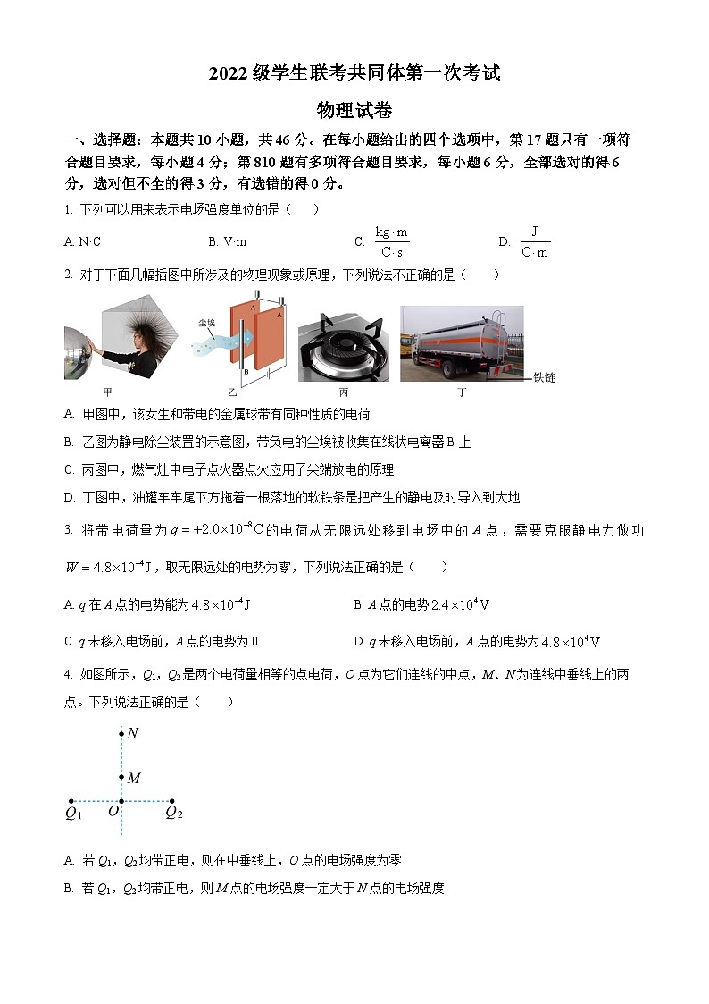 2024内蒙古自治区优质高中联考高二上学期11月期中考试物理含解析第1页