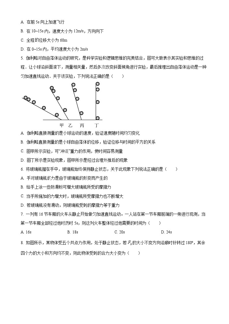 2024扬州邗江区高一上学期期中物理含解析 试卷02