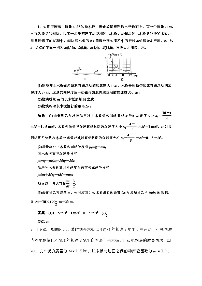 专题4：牛顿第二定律的应用【传送带模型、板块模型】课件+试题01