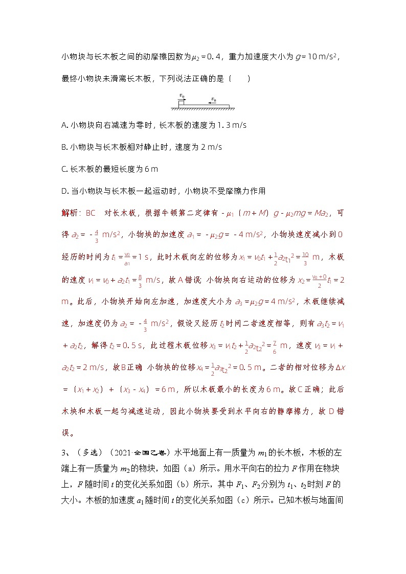 专题4：牛顿第二定律的应用【传送带模型、板块模型】课件+试题02