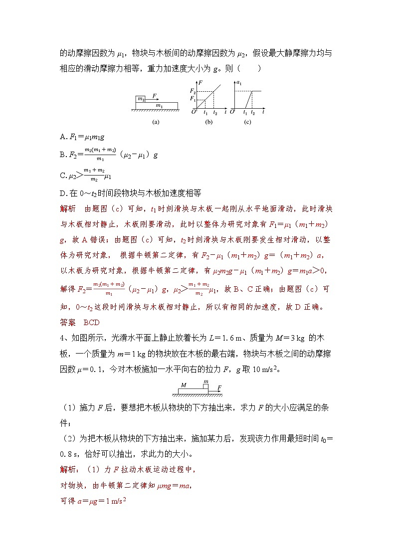专题4：牛顿第二定律的应用【传送带模型、板块模型】课件+试题03