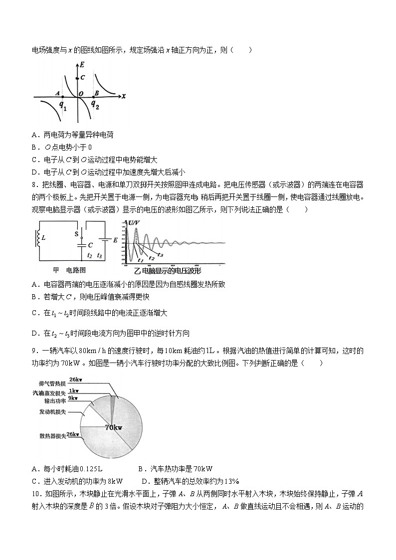 2024届浙江省县域教研联盟高三上学期12月模拟考试 物理试卷（含答案）第3页