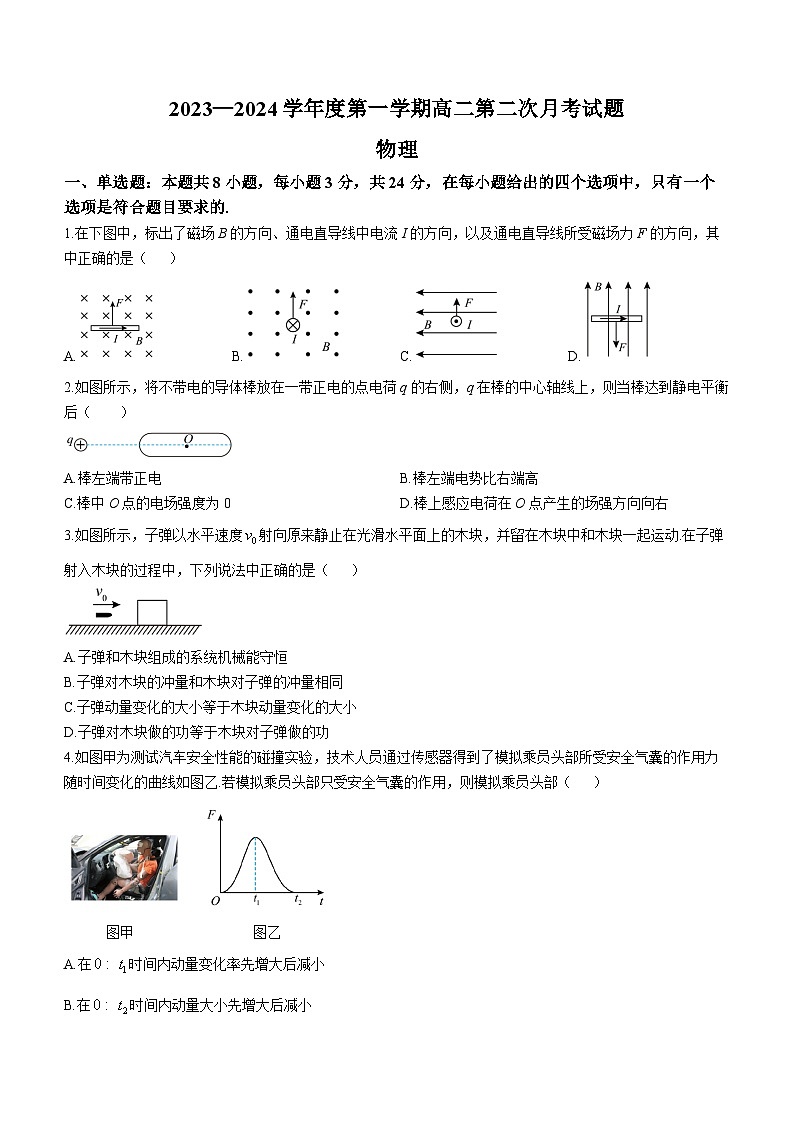 海南省文昌中学2023-2024学年高二上学期第二次月考物理试题01