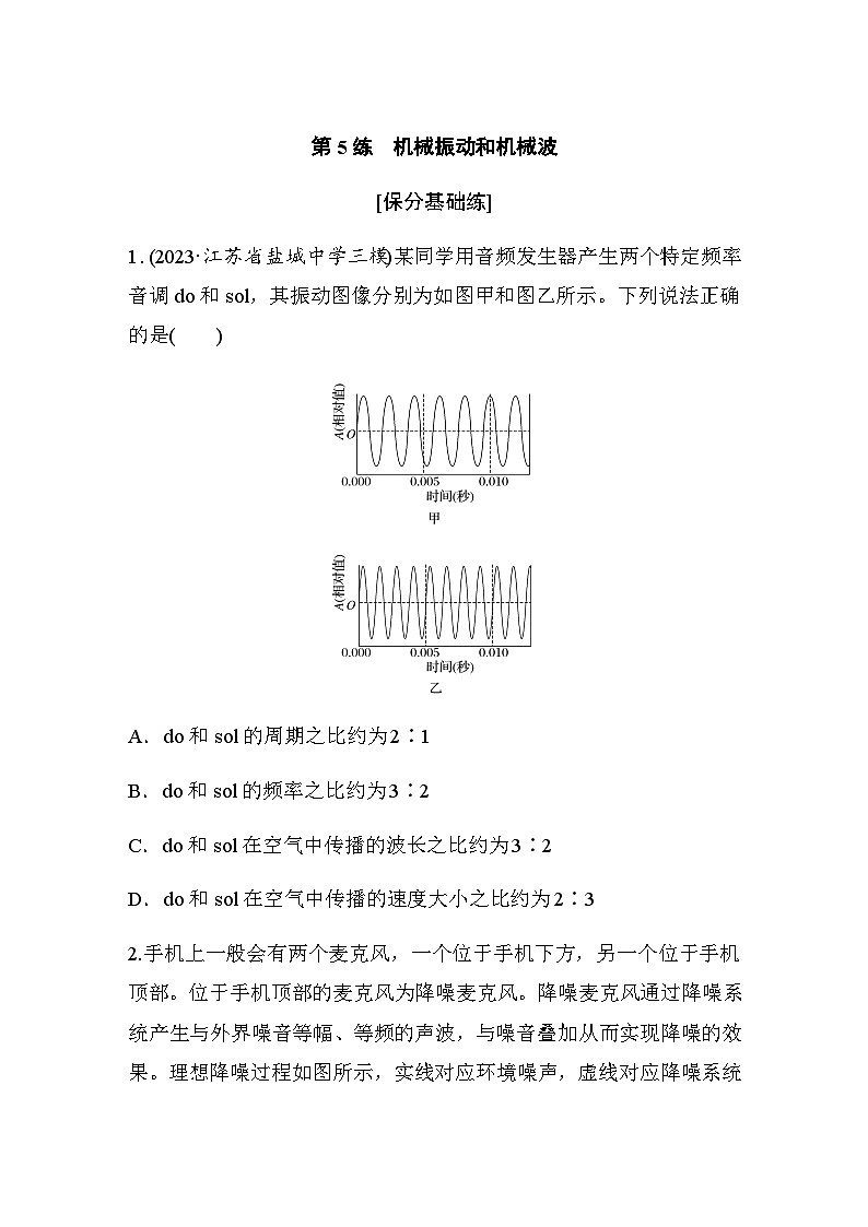 第5练　机械振动和机械波（含解析）--2024年高考物理大二轮复习01