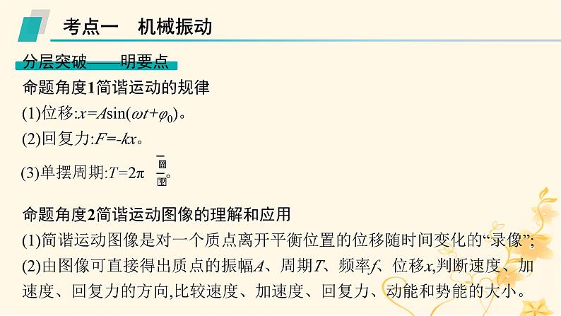 适用于新高考新教材2024版高考物理二轮复习第一编核心专题突破专题5振动与波光学第一讲振动与波课件第6页