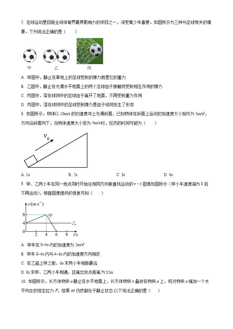 2023－2024学年广东省广州市执信中学高一上学期期中物理试题03