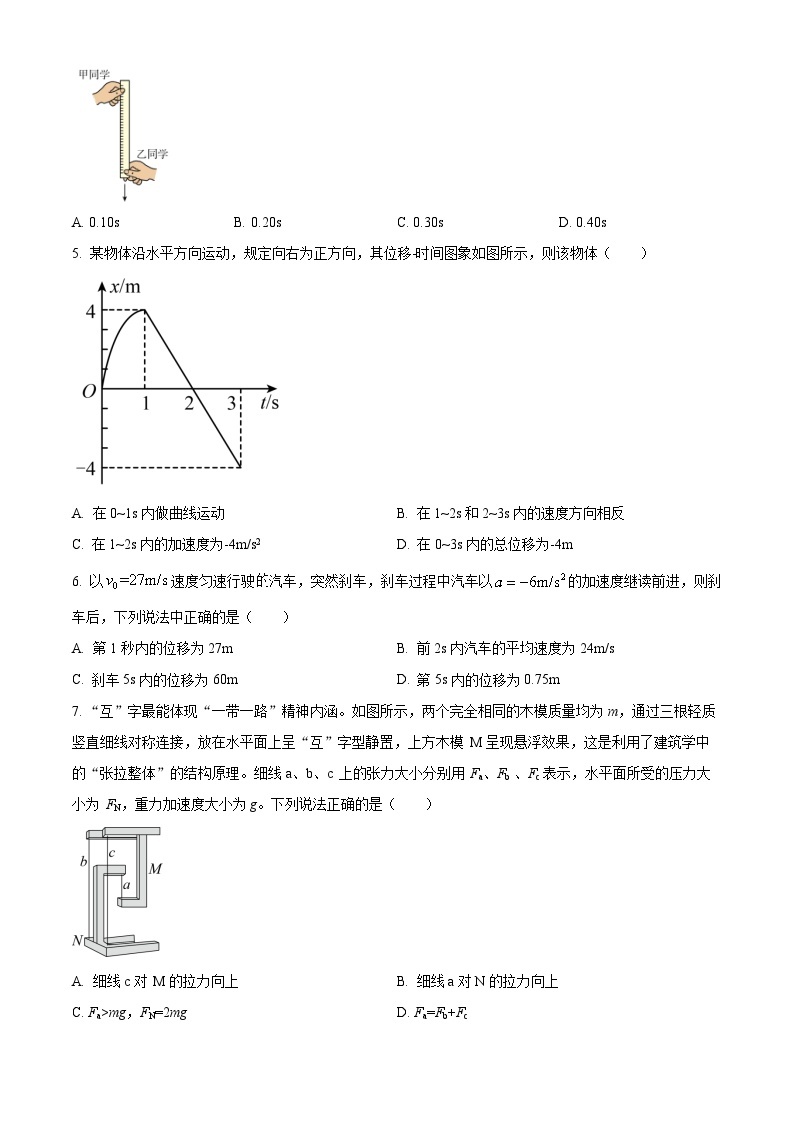 2023－2024学年广州市铁一中学、广大附中、广州外国语三校高一上学期期中联考物理试题02