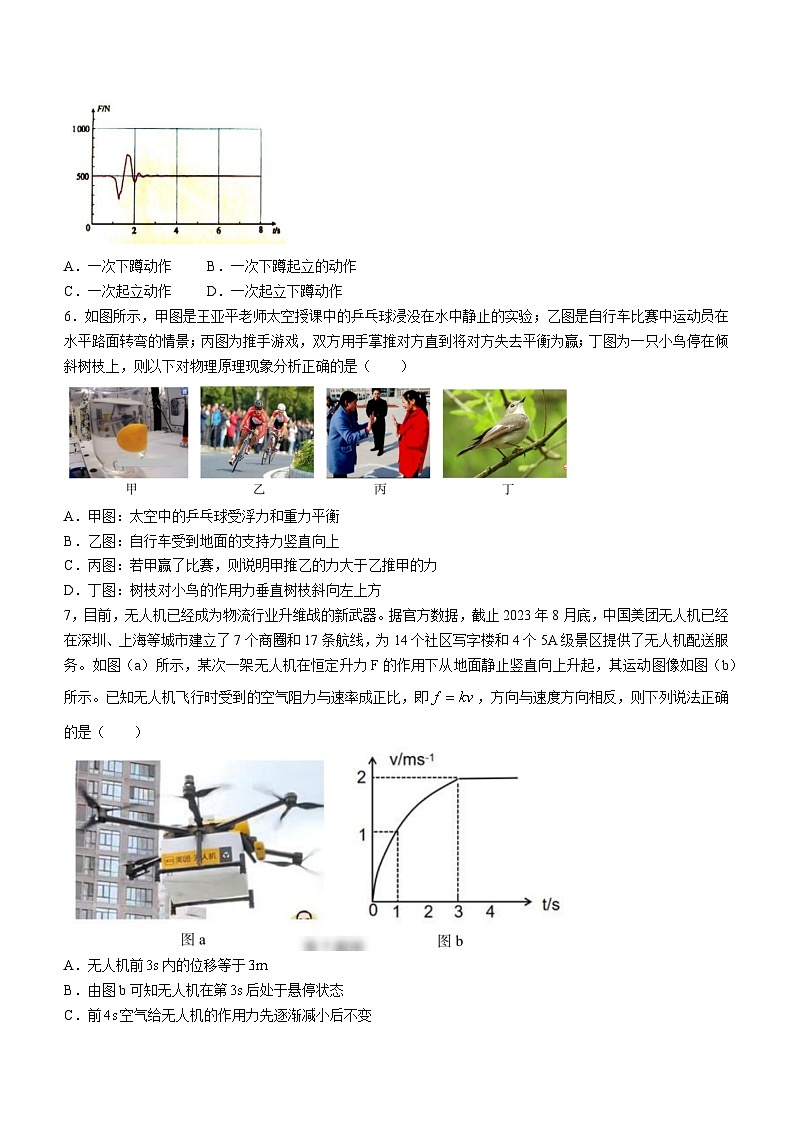 2023年浙江省普通高中高二上学期学业水平适应性考试物理试题02