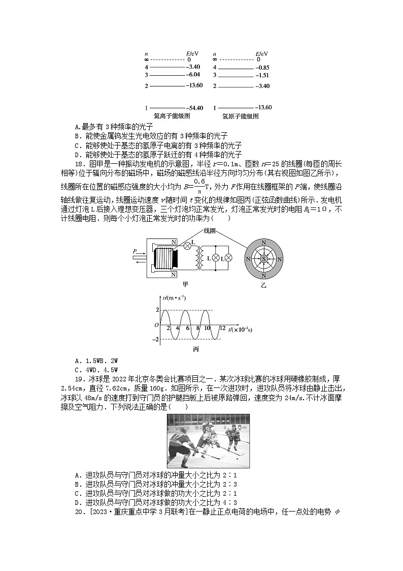 统考版2024届高考物理二轮专项分层特训卷第四部分高考仿真练202