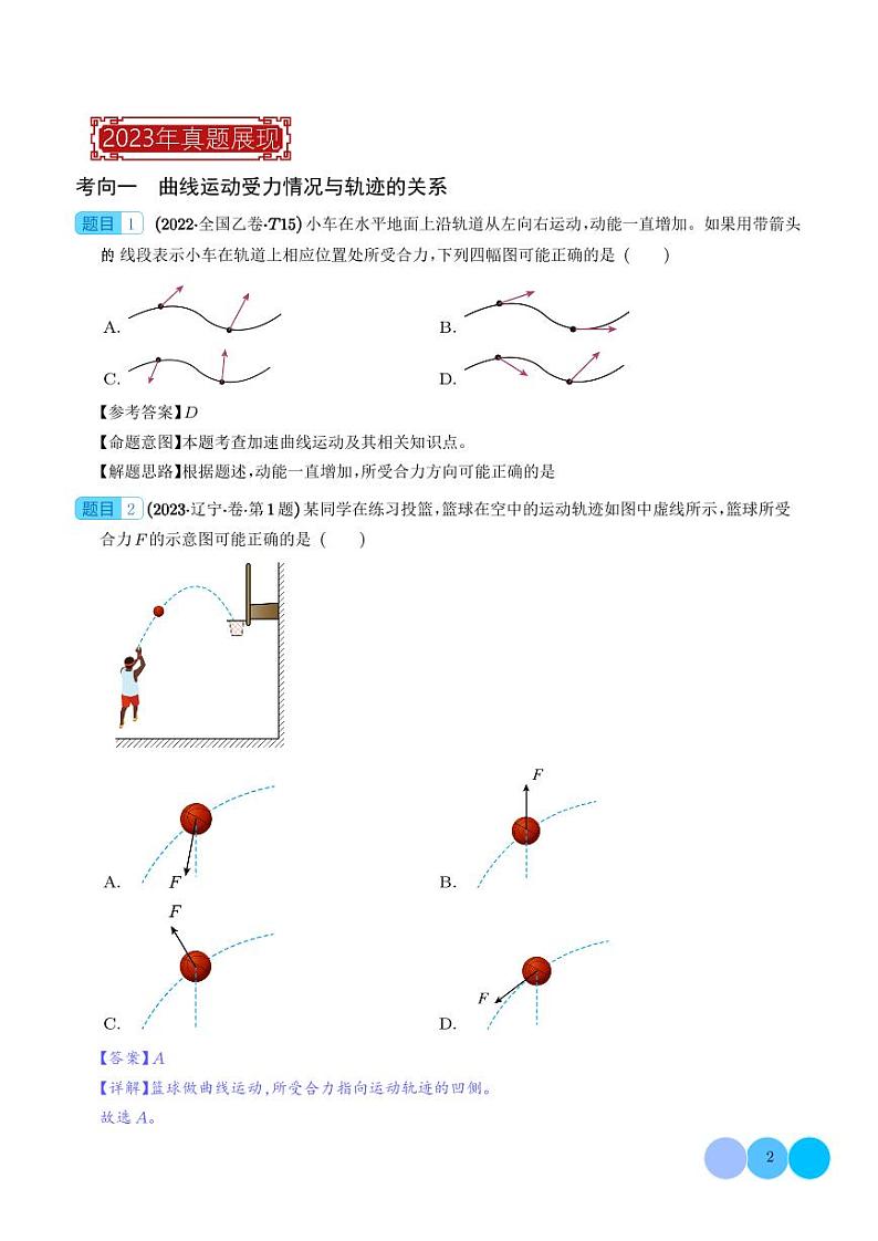 2023年高考物理真题题源解密-抛体运动与圆周运动(2份打包，原卷版+解析版)02