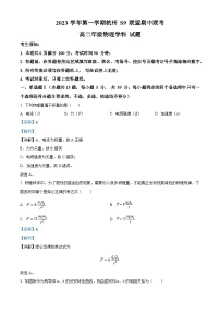 浙江省S9联盟2023-2024学年高二上学期期中联考物理试卷（Word版附解析）