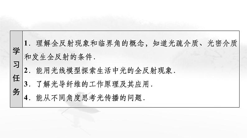 粤教版高中物理选择性必修第一册第4章第3节光的全反射与光纤技术课件02