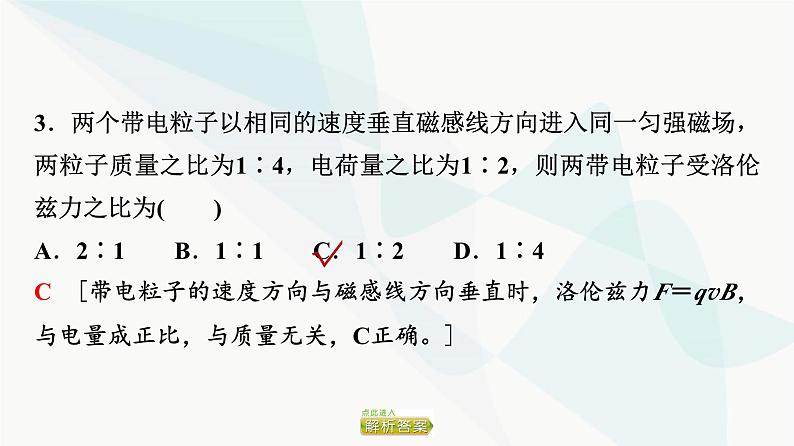 粤教版高中物理选择性必修第二册第1章第3节洛伦兹力课件08