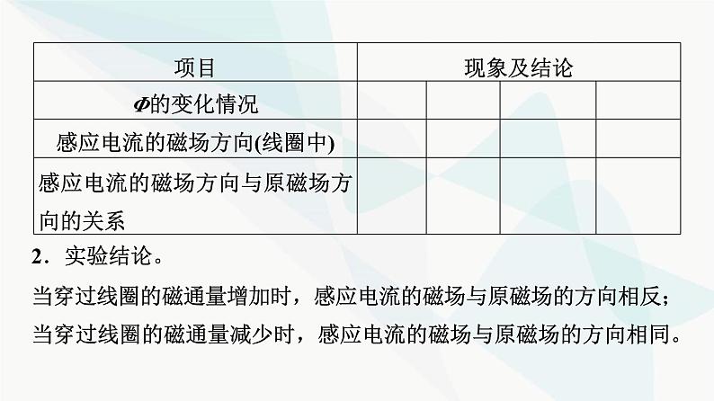 粤教版高中物理选择性必修第二册第2章第1节感应电流的方向(第1课时)课件08