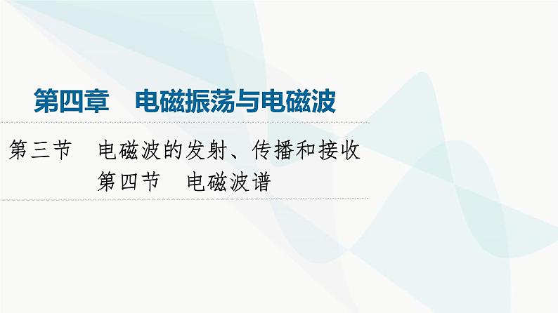 粤教版高中物理选择性必修第二册第4章第3节电磁波的发射、传播和接收第4节电磁波谱课件01