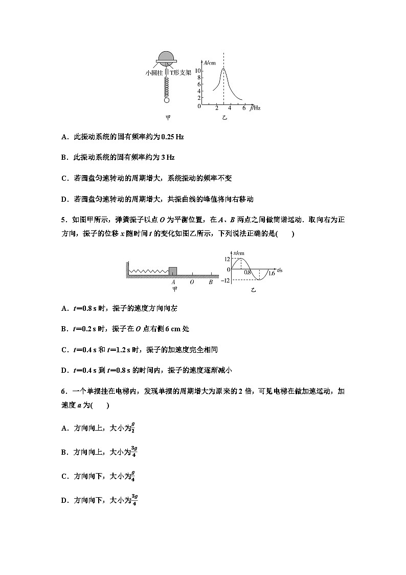粤教版高中物理选择性必修第一册章末综合测评2机械振动含答案第2页