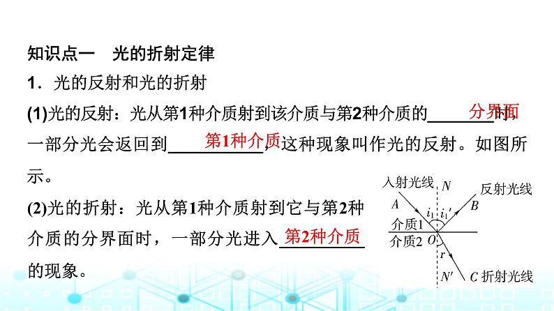 教科版高中物理选择性必修第一册第4章1光的折射定律课件第4页