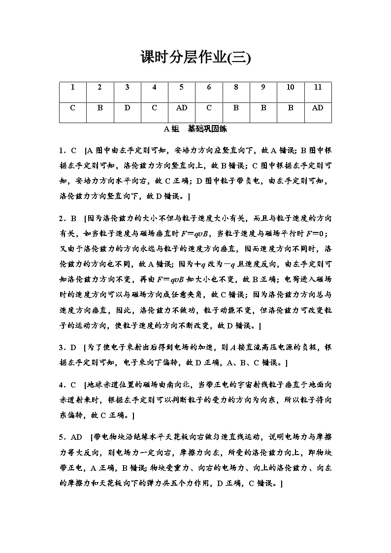 教科版高中物理选择性必修第二册课时分层作业3答案第1页