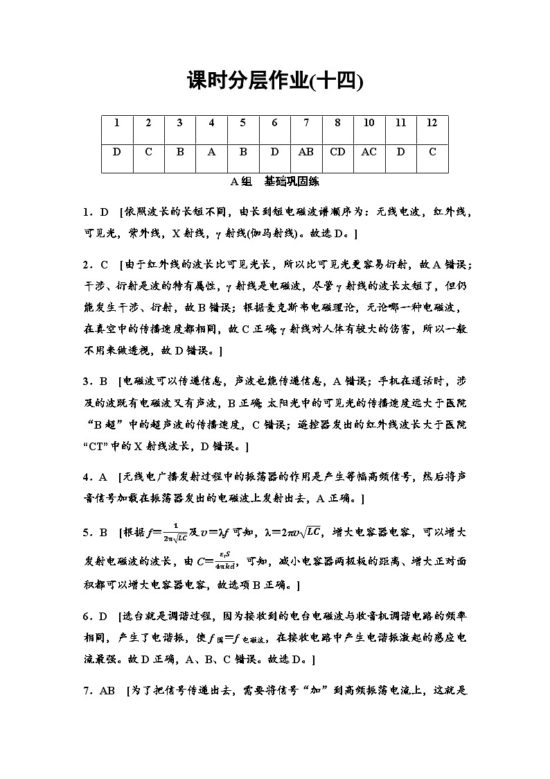 教科版高中物理选择性必修第二册课时分层作业14答案第1页