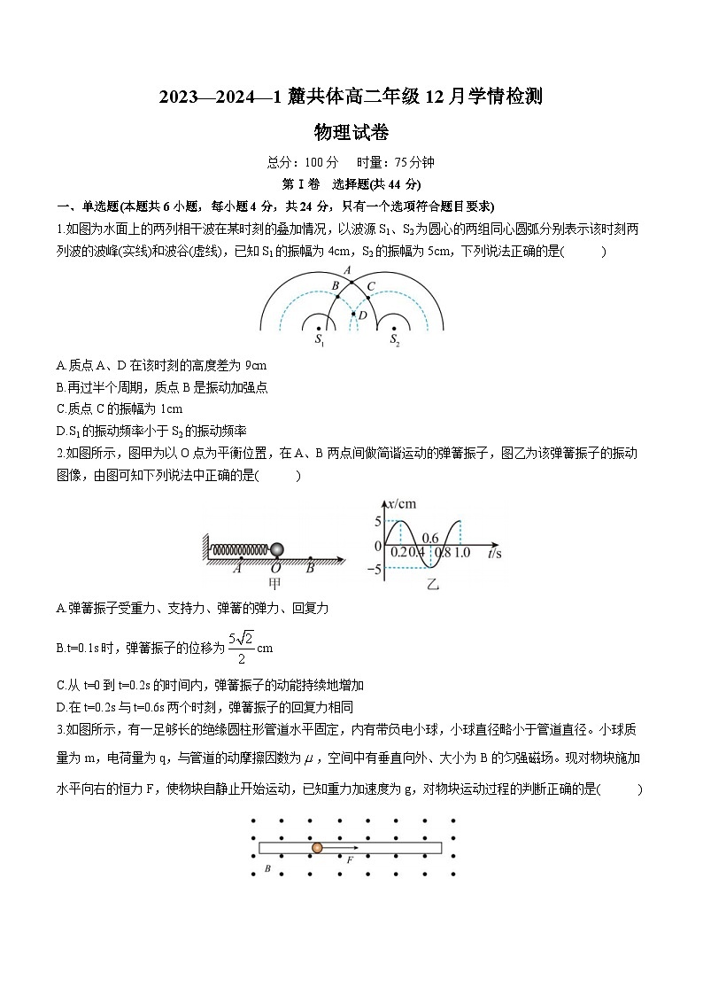 2024长沙麓山国际共同体高二上学期12月月考物理试卷含答案第1页