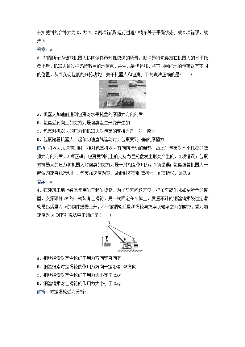 2024届高考物理二轮专题复习与测试专题强化练一力与物体的平衡02