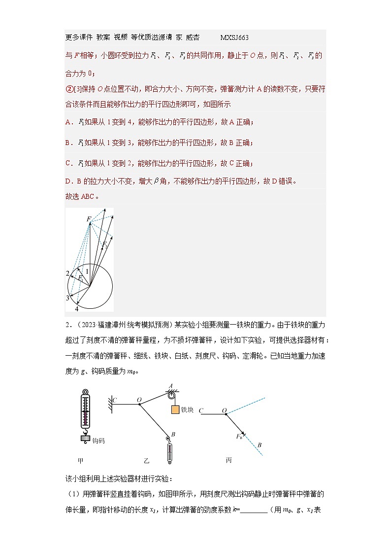 第11讲  探究两个互成角度的力的合成规律（练习）（解析版）——备战2024年高考物理一轮复习全面攻略—高中物理第2页