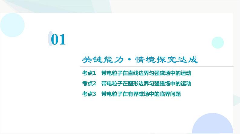 教科版高中物理选择性必修第二册第1章素养培优课1带电粒子在有界磁场中的运动课件03