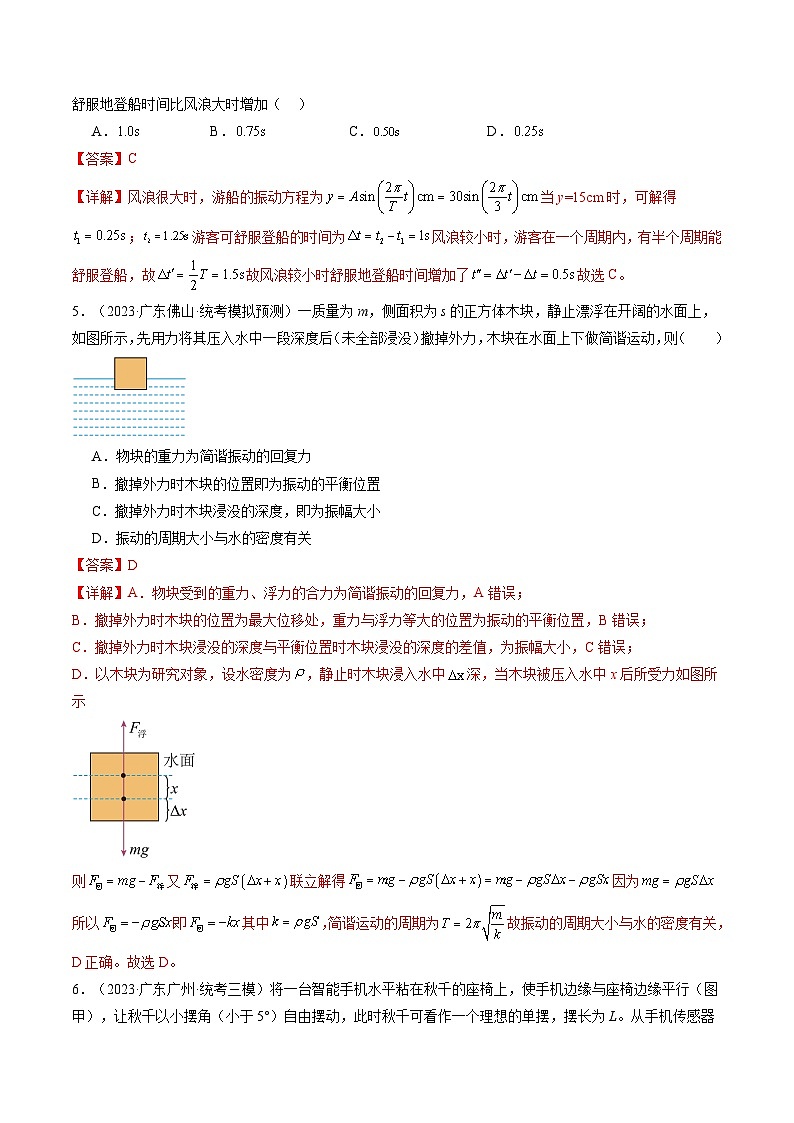 第34讲 机械振动（练习）（解析版）—高中物理第3页
