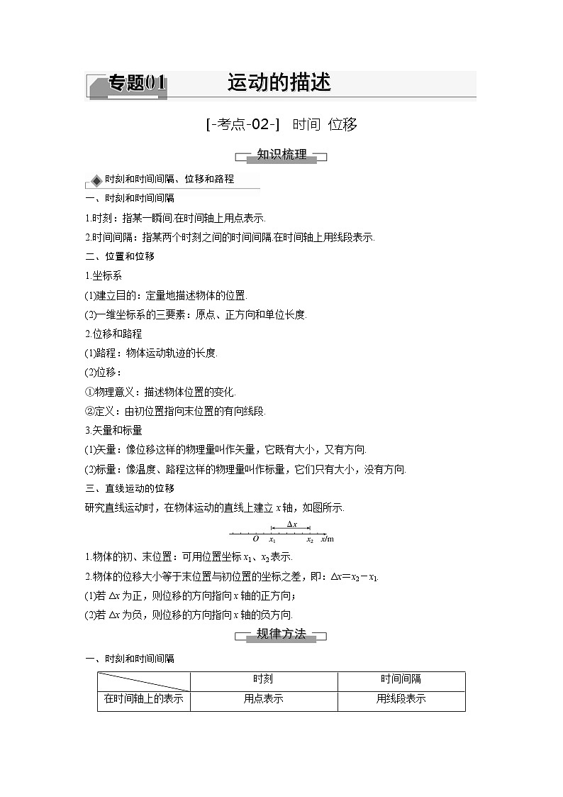 考点02  时间　位移（解析版）—高中物理第1页
