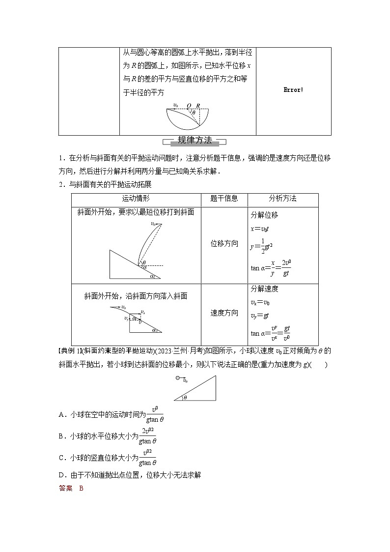 考点06  斜面或圆弧面约束型的平抛运动（解析版）—高中物理第2页
