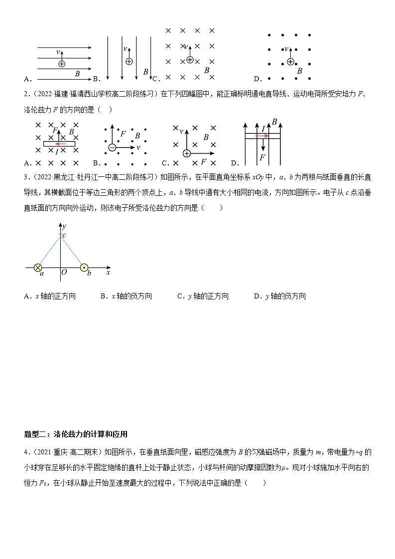 1.2 磁场对运动电荷的作用力-2023-2024学年高二物理高分突破专题训练（人教版选择性必修第二册）03