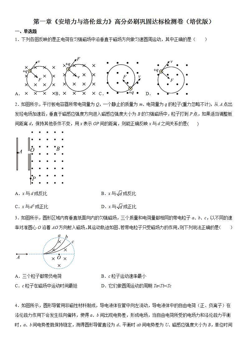 第一章《安培力与洛伦兹力》高分必刷巩固达标检测卷（培优版）第1页