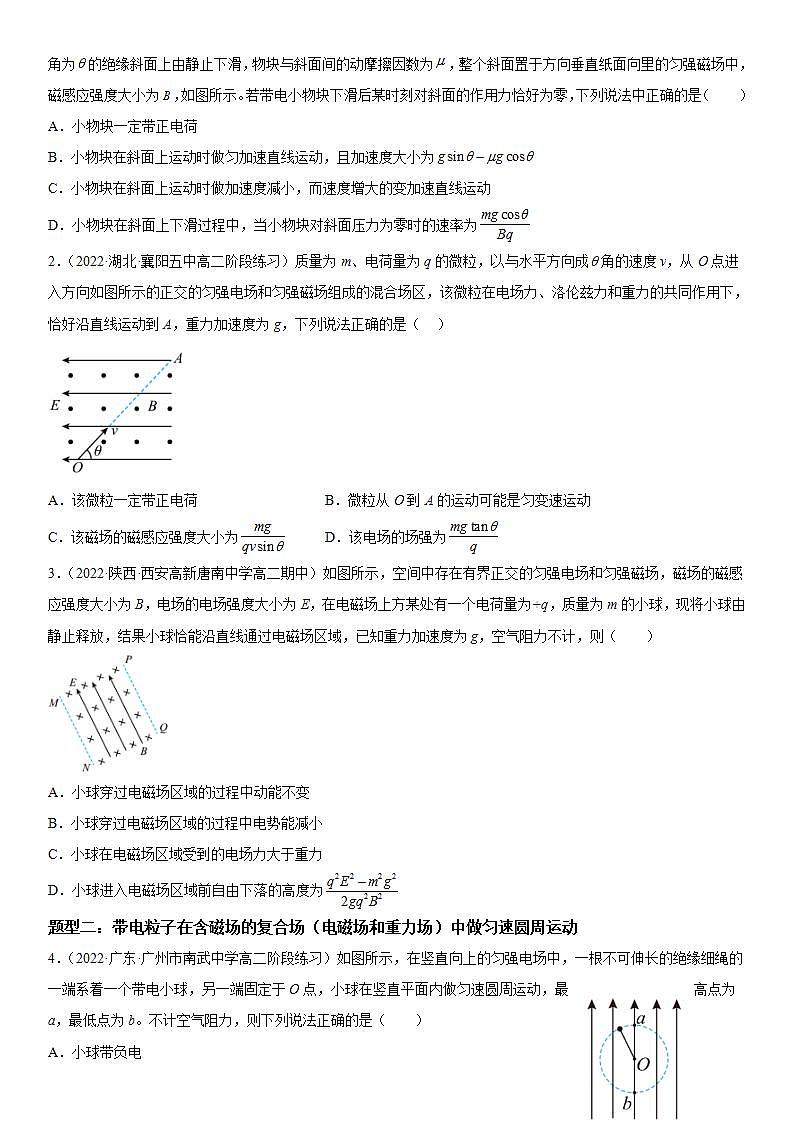专题强化二 带电粒子在复合场中的运动-2023-2024学年高二物理高分突破专题训练（人教版选择性必修第二册）02